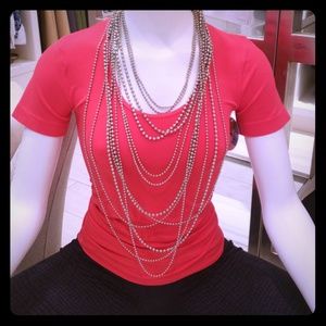 Chico's Mult Strand metal beads necklace